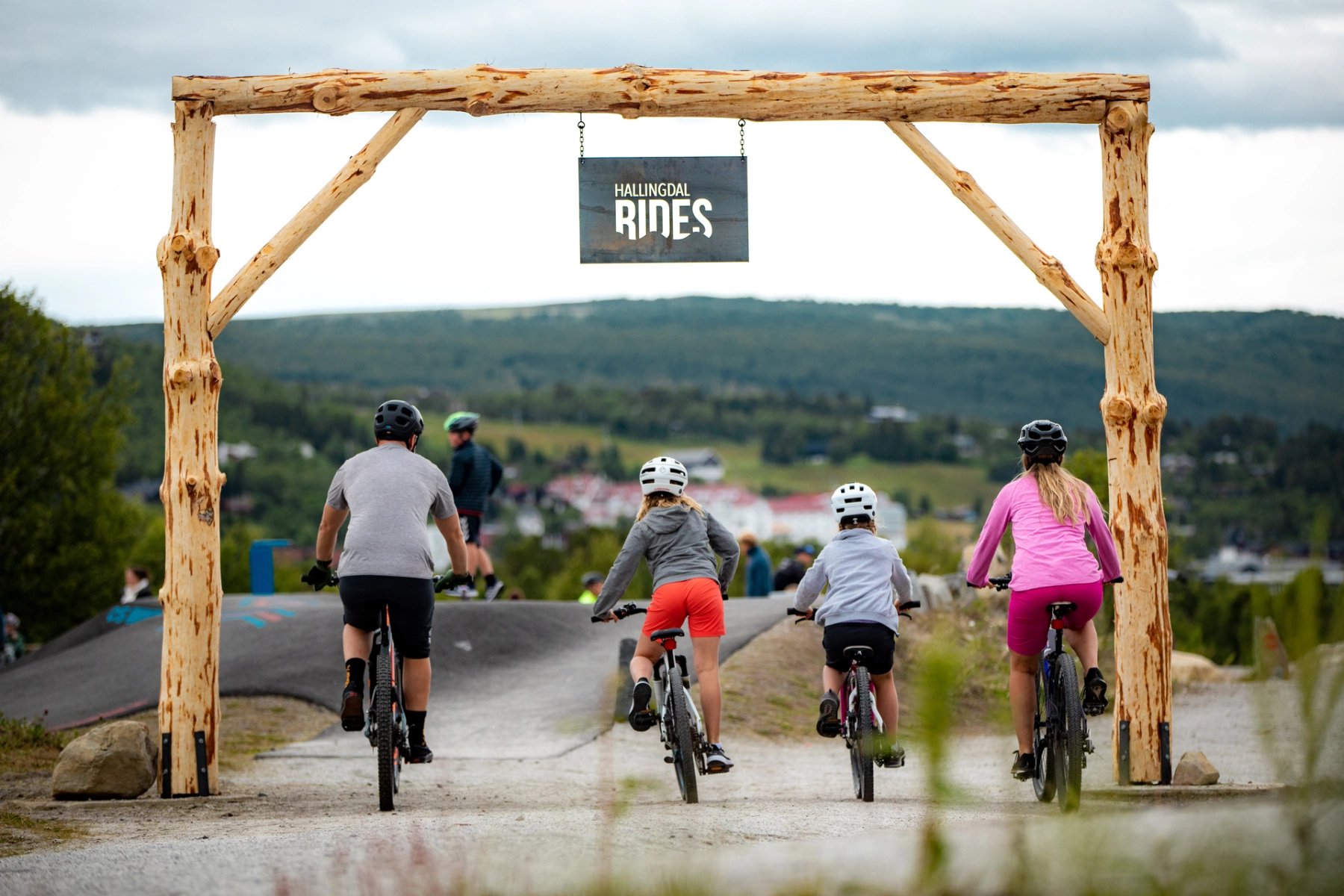 A family at the bike park